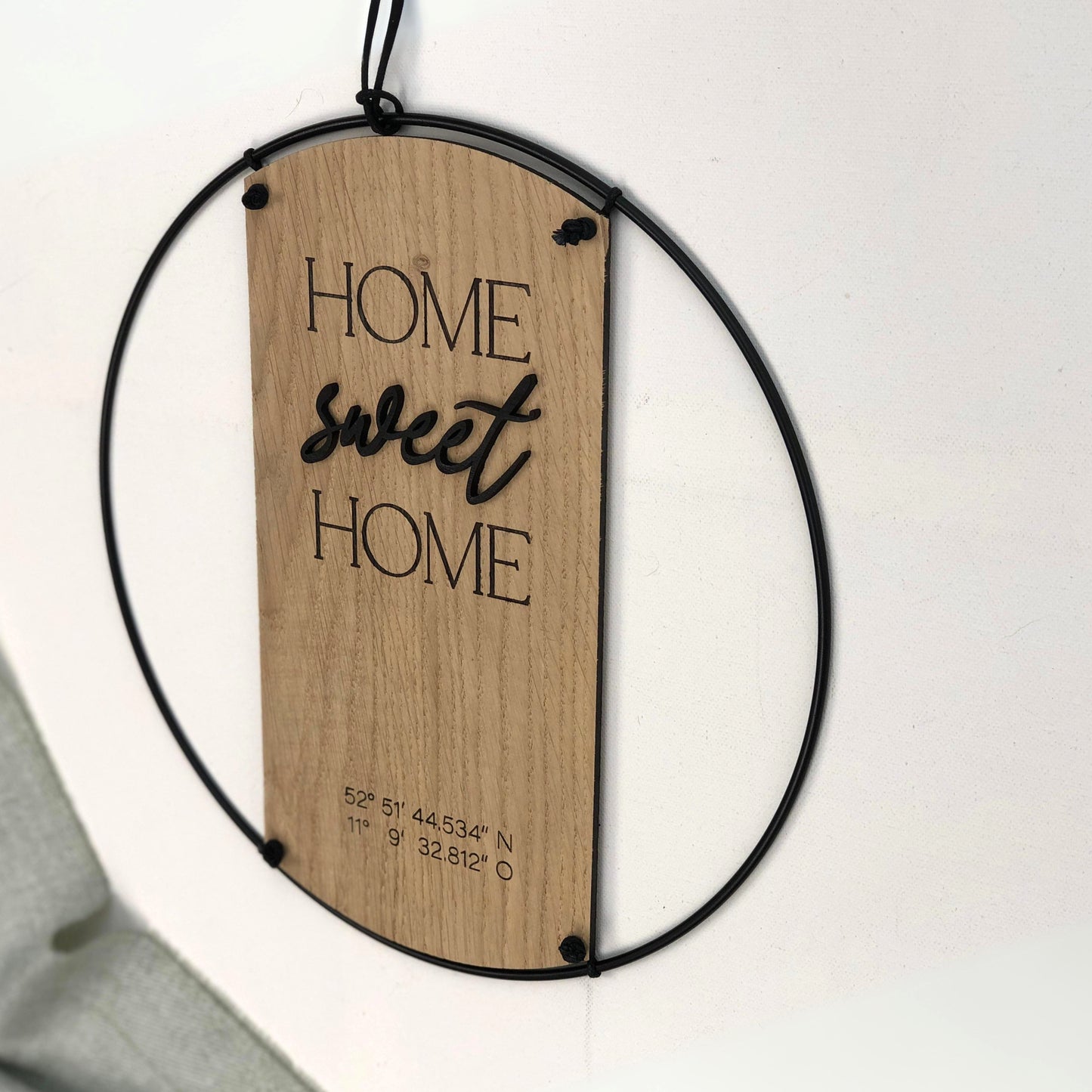 3D HOME sweet HOME Koordinaten Holzschild