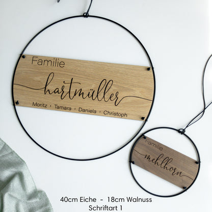 Familie personalisiertes Schild | Familienschild | Wandkranz