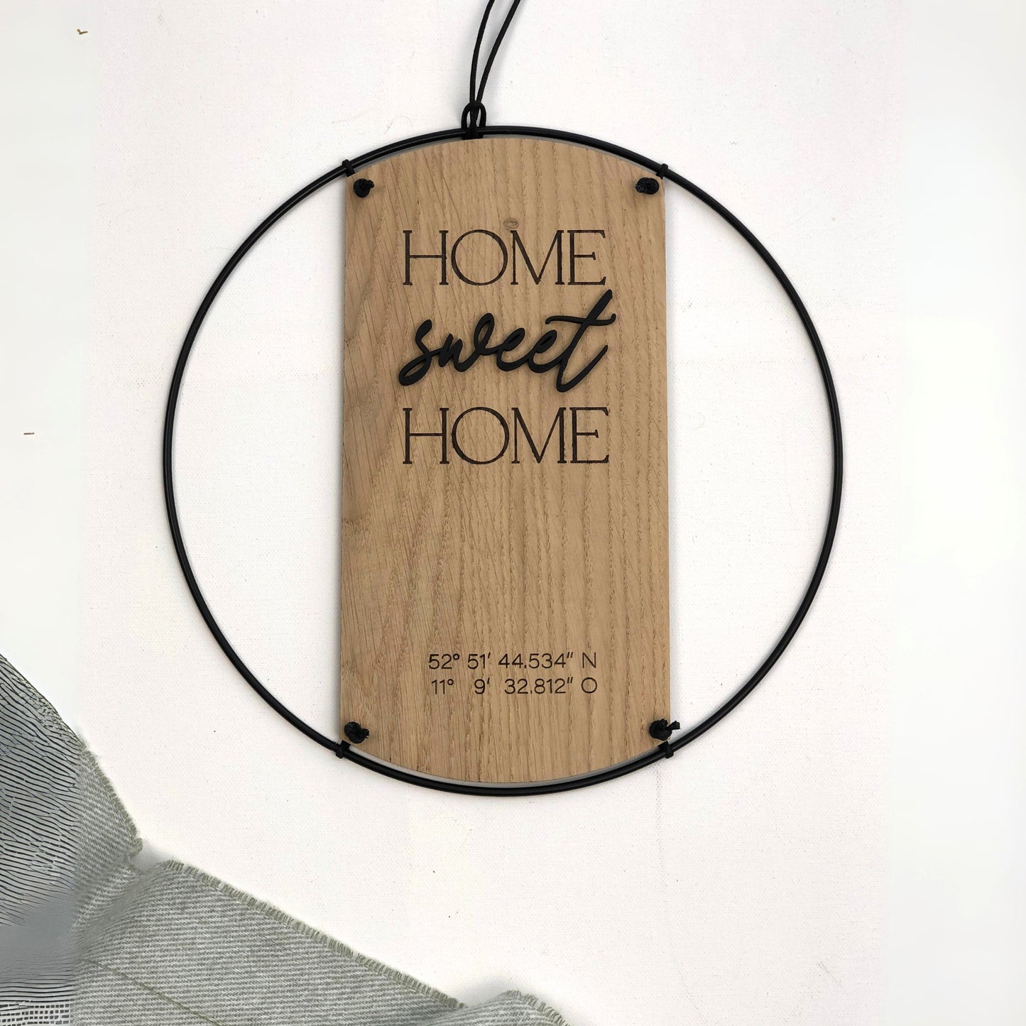 3D HOME sweet HOME Koordinaten Holzschild