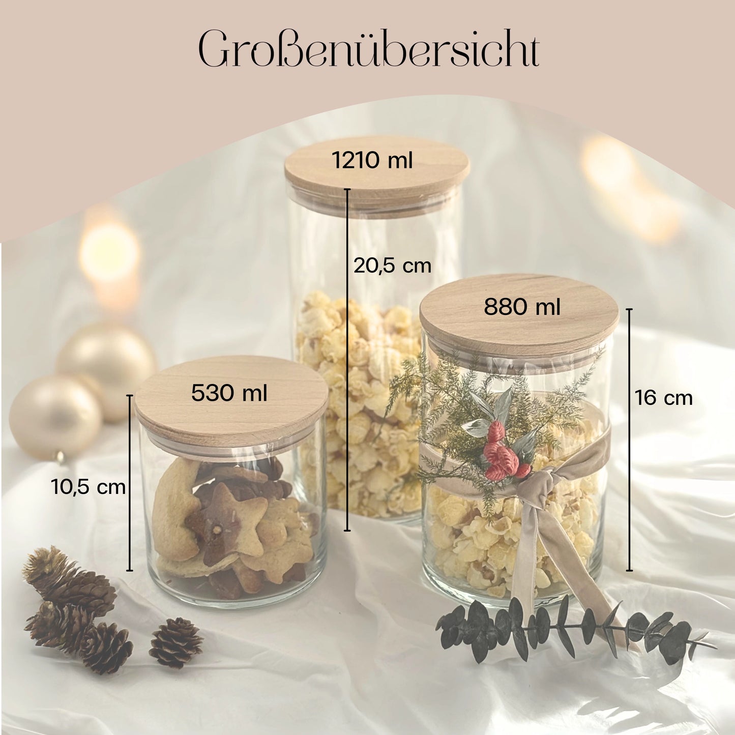 Vorratsglas mit graviertem Holzdeckel - Weihnachtsmotiv personalisiert